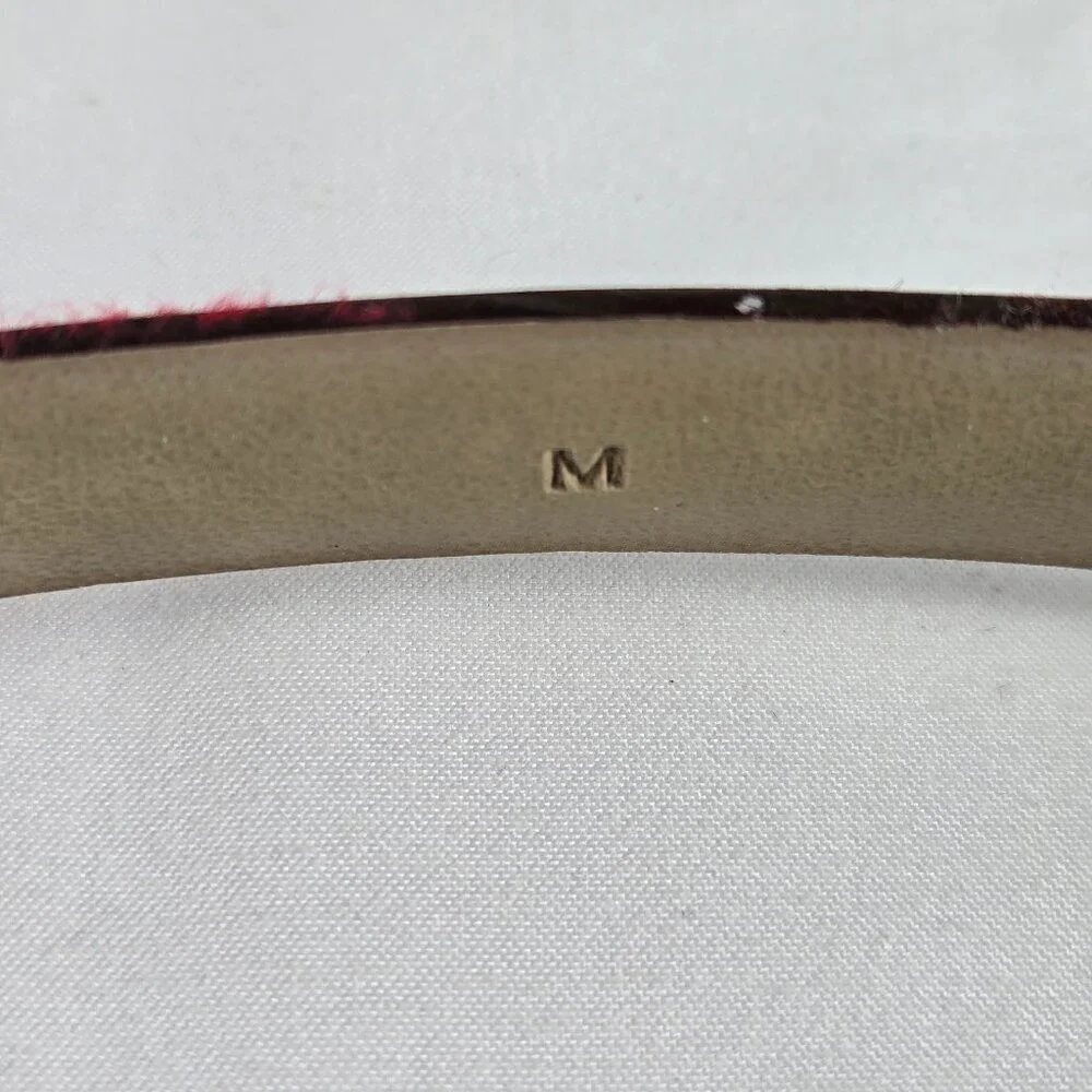 Charter Club Women's Size Medium Burgundy Split Leather Belt Gold Hardware